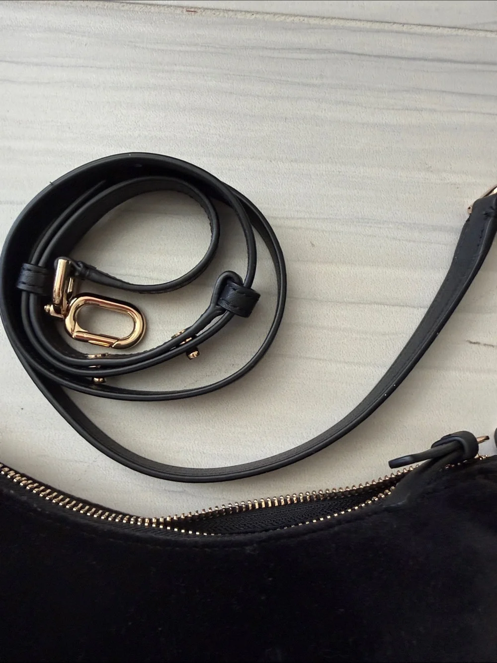 kate spade Black Velvet Crescent Crossbody with Gold Hardware